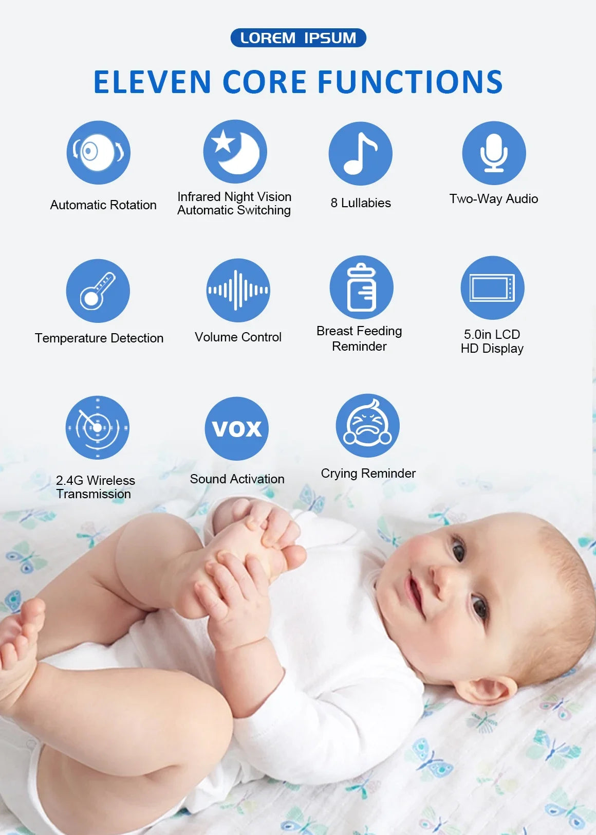 5 inch Babyfoon met Camera en Nachtzicht