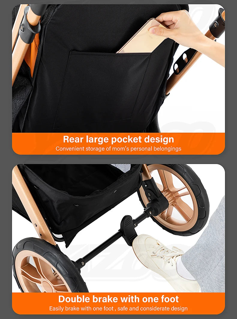 Luxe Kinderwagen – Verstelbaar, Inklapbaar & Comfortabel voor Baby’s