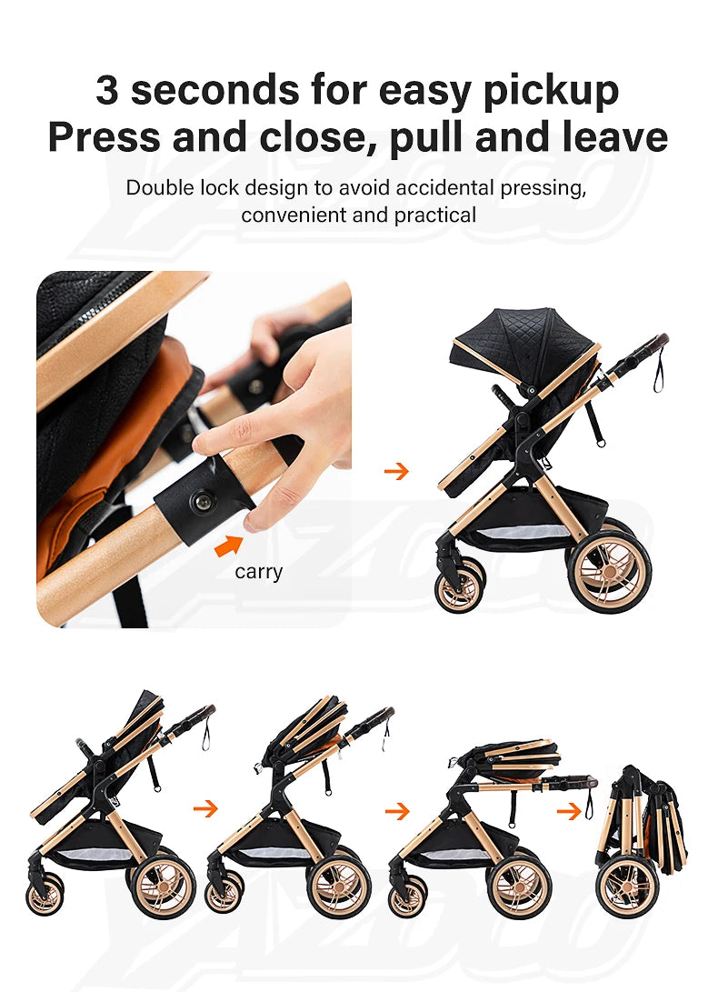 Luxe Kinderwagen – Verstelbaar, Inklapbaar & Comfortabel voor Baby’s