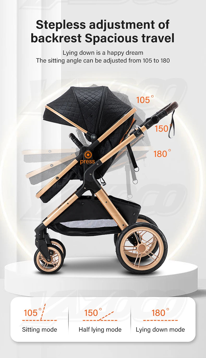 Luxe Kinderwagen – Verstelbaar, Inklapbaar & Comfortabel voor Baby’s