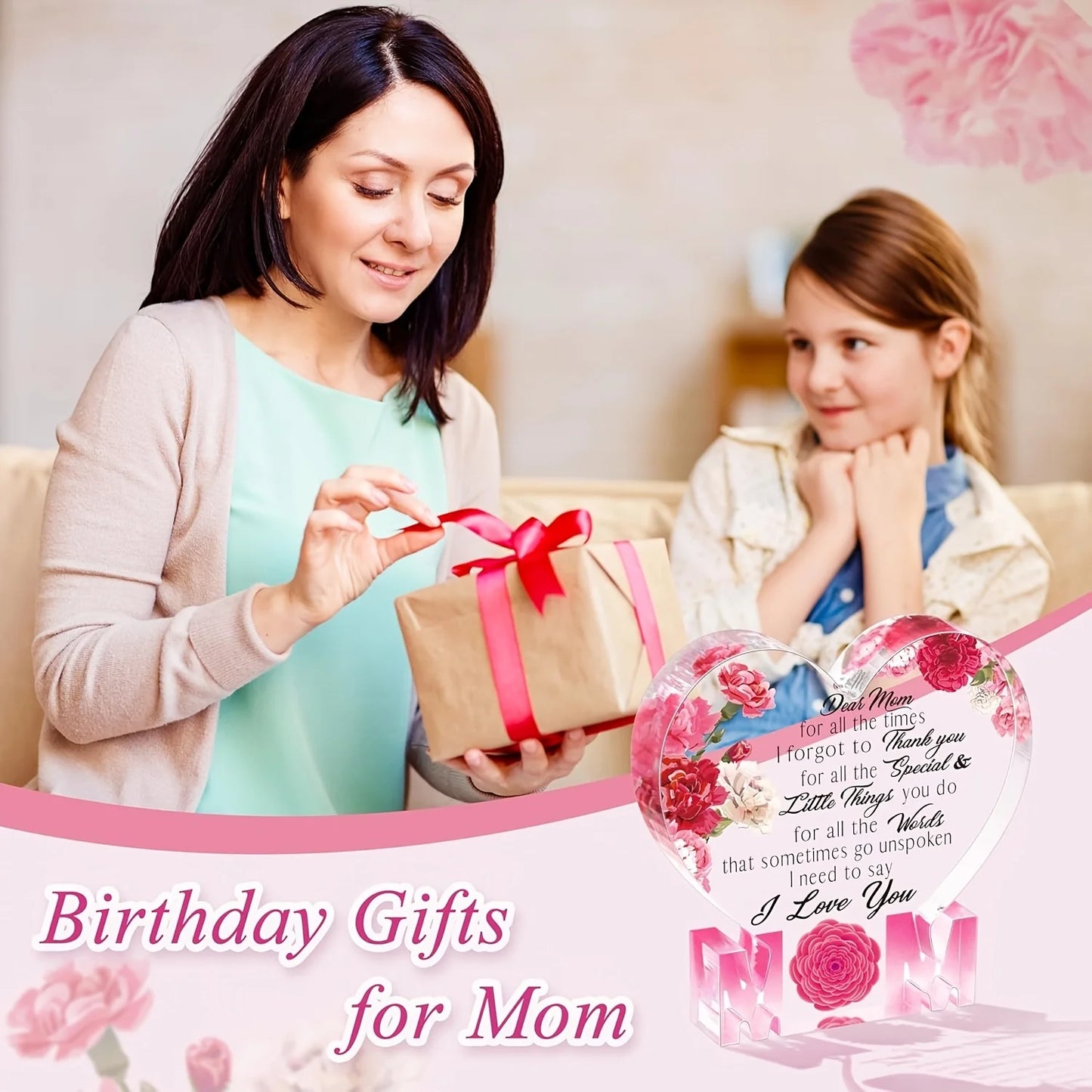Acryl Hart Decoratie voor Mama – Moederdag Cadeau